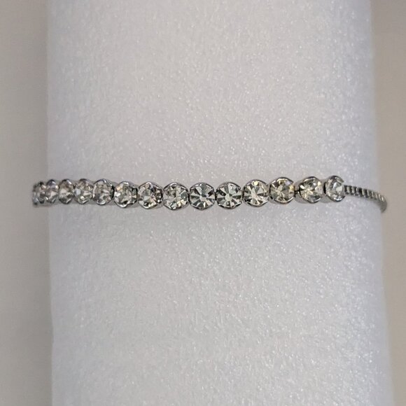 MACY'S Charter Club Clear Crystal Silver Tone Slider Bracelet - Picture 1 of 4